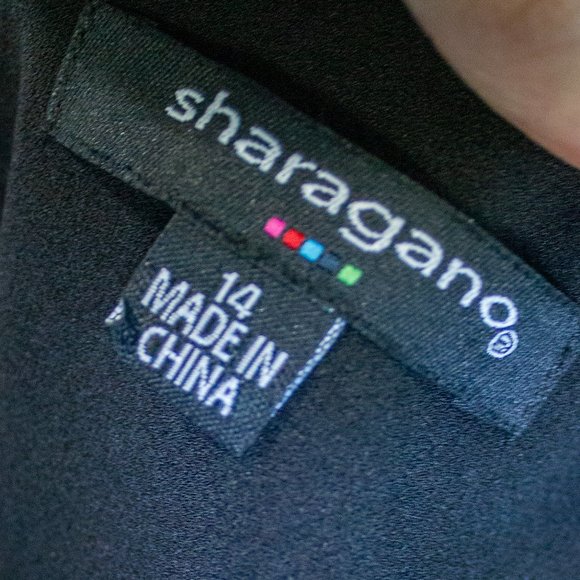 Sharagano Black & White Pleated Dress sz 14 - Picture 5 of 5